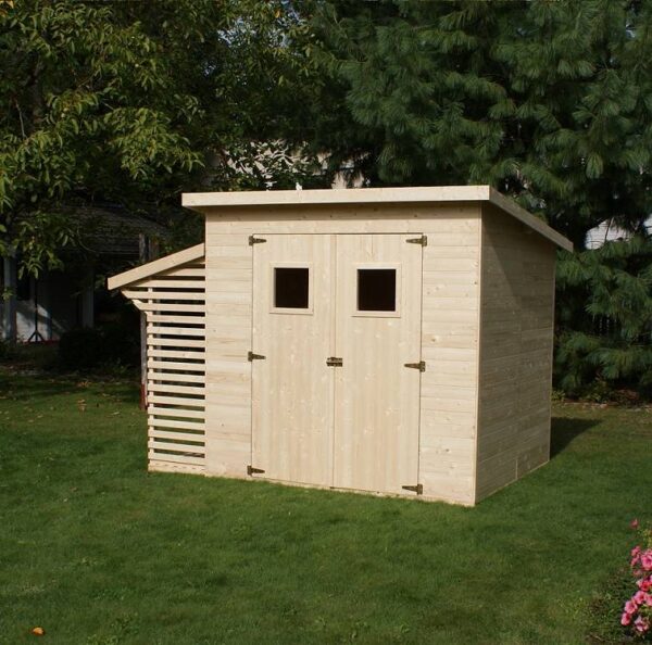 Domek narzędziowy panelowy z drewutnią